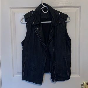 Leather moto vest
